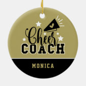 Cute Cheer Coach, speciaal gepersonaliseerd goud e Keramisch Ornament (Achterkant)