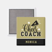 Cute Cheer Coach, speciaal gepersonaliseerd goud e Magneet (Voorkant / Achterkant)