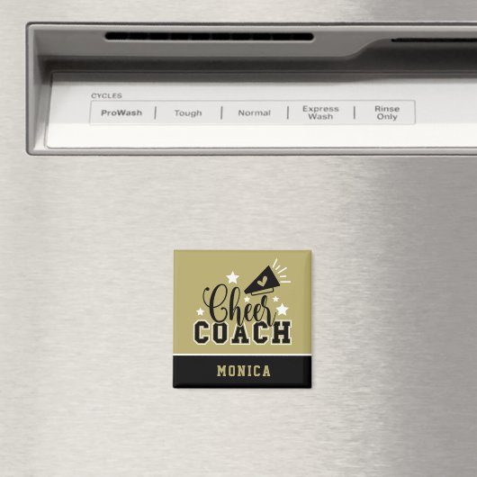 Cute Cheer Coach, speciaal gepersonaliseerd goud e Magneet (Insitu (Vaatwasser))