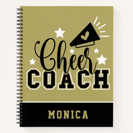 Cute Cheer Coach, speciaal gepersonaliseerd goud e Notitieboek (Voorkant)