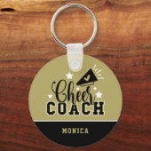 Cute Cheer Coach, speciaal gepersonaliseerd goud e Sleutelhanger (Voorkant)