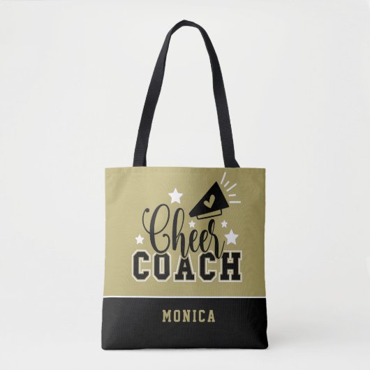 Cute Cheer Coach, speciaal gepersonaliseerd goud e Tote Bag (Voorkant)