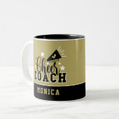 Cute Cheer Coach, speciaal gepersonaliseerd goud e Tweekleurige Koffiemok (Voorkant links)