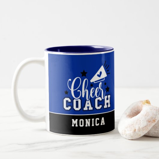 Cute Cheer Coach, speciaal ontwikkeld voor Royal B Tweekleurige Koffiemok (Met donut)
