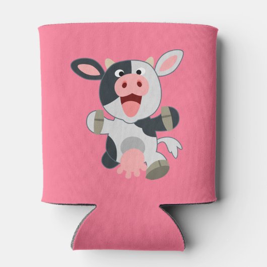 Cute Cheerful Cartoon Koe Blikjeskoeler (Achterkant)