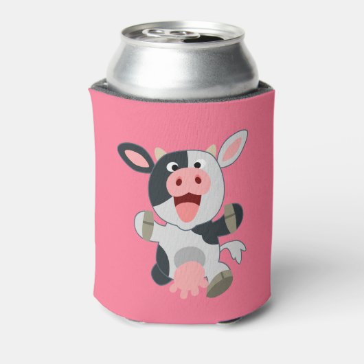 Cute Cheerful Cartoon Koe Blikjeskoeler (Blikje Achterkant)