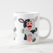 Cute Cheerful Cartoon Koe Grote Koffiekop (Rechts)