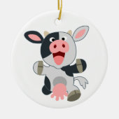 Cute Cheerful Cartoon Koe Keramisch Ornament (Voorkant)