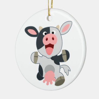 Cute Cheerful Cartoon Koe Keramisch Ornament
