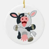 Cute Cheerful Cartoon Koe Keramisch Ornament (Achterkant)