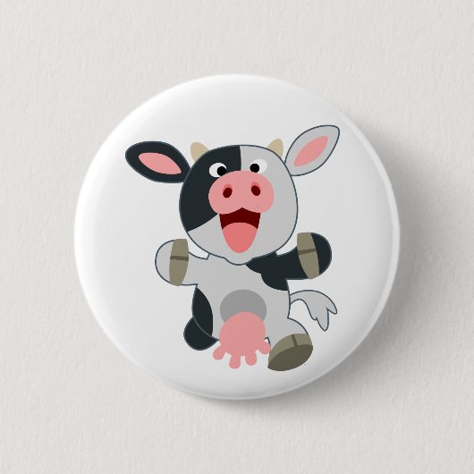 Cute Cheerful Cartoon Koe Ronde Button 5,7 Cm (Voorkant)