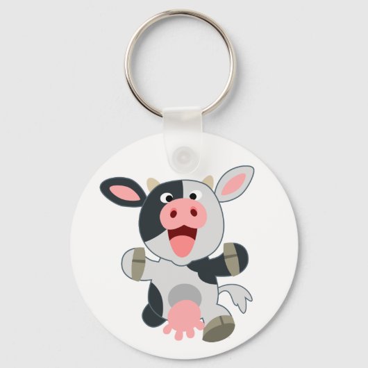 Cute Cheerful Cartoon Koe Sleutelhanger (Voorkant)