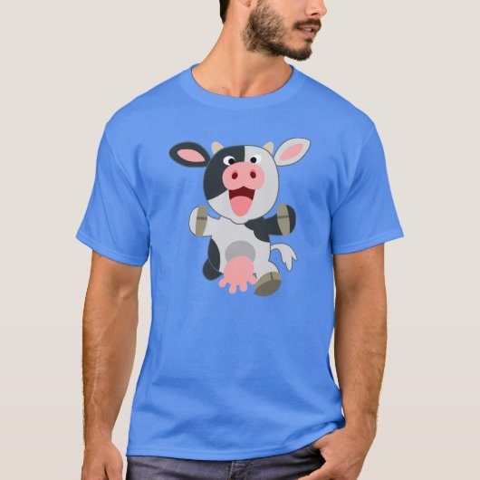 Cute Cheerful Cartoon Koe T-shirt (Voorkant)