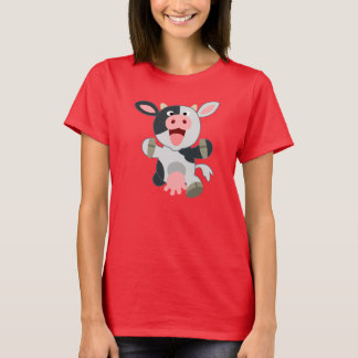 Cute Cheerful Cartoon Koe T-shirt vrouwen