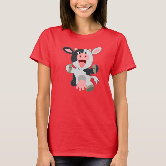 Cute Cheerful Cartoon Koe T-shirt vrouwen (Voorkant)