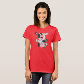 Cute Cheerful Cartoon Koe T-shirt vrouwen (Voorkant volledig)