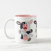 Cute Cheerful Cartoon Koe Tweekleurige Koffiemok (Links)