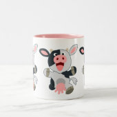 Cute Cheerful Cartoon Koe Tweekleurige Koffiemok (Center)