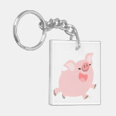 Cute Cheerful Cartoon Pig AcrylSleutelhanger Sleutelhanger (Voorkant Links)