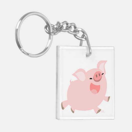 Cute Cheerful Cartoon Pig AcrylSleutelhanger Sleutelhanger (Voorkant Links)