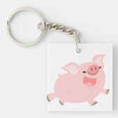 Cute Cheerful Cartoon Pig AcrylSleutelhanger Sleutelhanger (Voorkant)