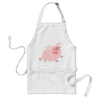 Cute Cheerful Cartoon Pig Apron Standaard Schort