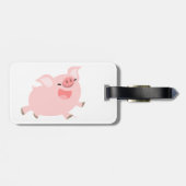 Cute Cheerful Cartoon Pig Bagagelabel (Achterkant horizontaal)