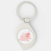 Cute Cheerful Cartoon Pig Metal Sleutelhanger (Voorkant)