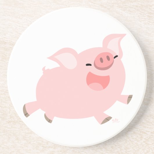 Cute Cheerful Cartoon Pig Onderzetter (Voorkant)