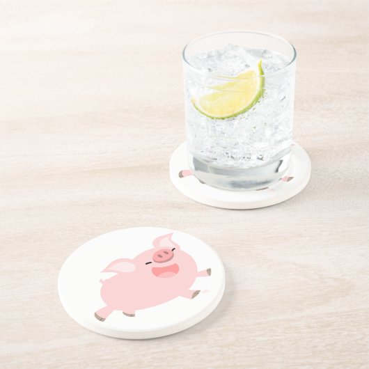 Cute Cheerful Cartoon Pig Onderzetter (Zijkant)