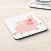 Cute Cheerful Cartoon Pig Onderzetter Set (Linkerzijde)