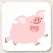 Cute Cheerful Cartoon Pig Onderzetter Set (Voorkant)