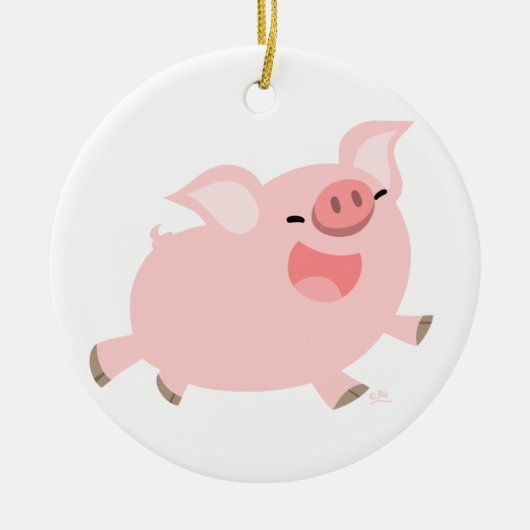 Cute Cheerful Cartoon Pig Ornament (Voorkant)