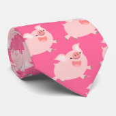 Cute Cheerful Cartoon Pig Stropdas (Opgerold)