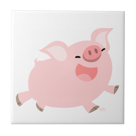 Cute Cheerful Cartoon Pig Tile Tegeltje (Voorkant)