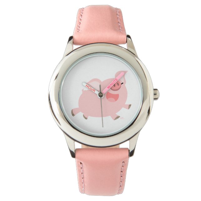 Cute Cheerful Cartoon Pig Watch Horloge (Voorkant)