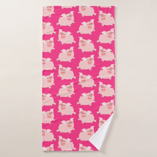 Cute Cheerful Cartoon Pigs Pattern Badhanddoek (Badhanddoek)