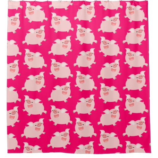 Cute Cheerful Cartoon Pigs Pattern Douchegordijn (Voorkant)