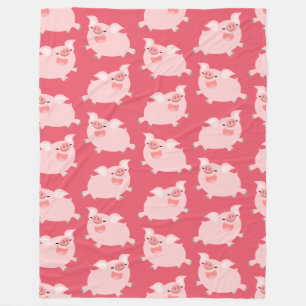 Cute Cheerful Cartoon Pigs Pattern Fleece Deken