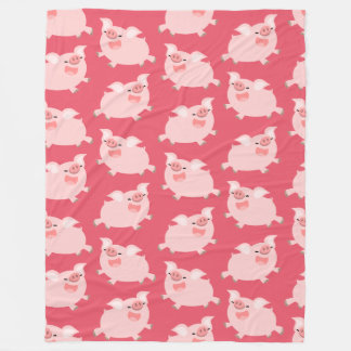 Cute Cheerful Cartoon Pigs Pattern Fleece Deken
