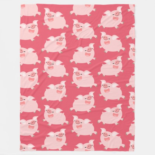 Cute Cheerful Cartoon Pigs Pattern Fleece Deken (Voorkant)