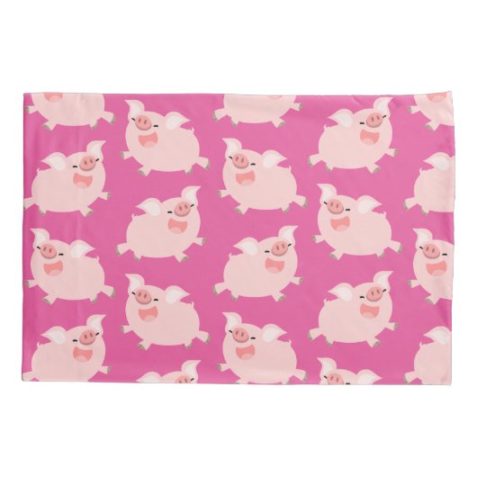 Cute Cheerful Cartoon Pigs Pattern Kussensloop (Achterkant)