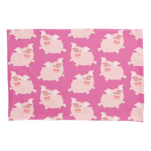Cute Cheerful Cartoon Pigs Pattern Kussensloop (Voorkant)