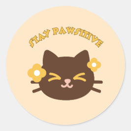Cute Cheerful Cat Ronde Sticker