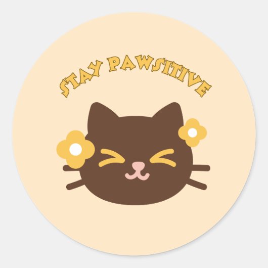 Cute Cheerful Cat Ronde Sticker (Voorkant)