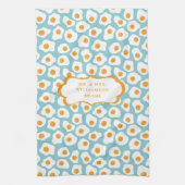 Cute Cheerful Eggs Pattern | Monogram Tea Towel Theedoek (Verticaal)