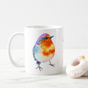 Cute Cheerful KerstRobin Merry en Bright Koffiemok