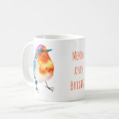 Cute Cheerful KerstRobin Merry en Bright Koffiemok (Voorkant links)