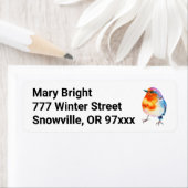 Cute Cheerful kerstRobin-Waterverf Etiket (Insitu)