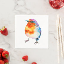 Cute Cheerful kerstRobin-Waterverf
